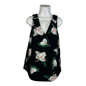 Banana Republic Sleeveless Shell Blouse Medium Black White Magnolia Career Top